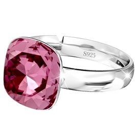 925 Sterling Silber 44 farben Ringe für Damen Verstellbarer mit Marken Kristalle - Glänzend Cubic Zirkonia Ring Fingerring Kommt in Schmuck Geschenk Box (Rose)