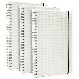 Smilo 3 Pack Spiral Notebook,A5 Graph Paper Notebook,5.7" x 8.3",80 Sheets (160 Pages),100 GSM Thick Paper,Transparent Hardcover,Journals for School,Office, Writing,Math,Engineering,Note Taking