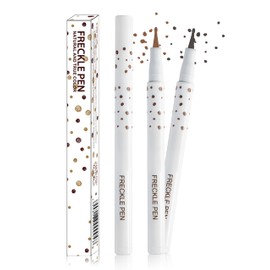 Erinde 2PCS Liquid Freckle Pen Waterproof, Natural Lifelike Fake Face Freckles Makeup, Long Lasting Quick Dry Faux Freckle Stamp Soft Dot Sopt Freck Pen, 01 Light & 04 Espresso