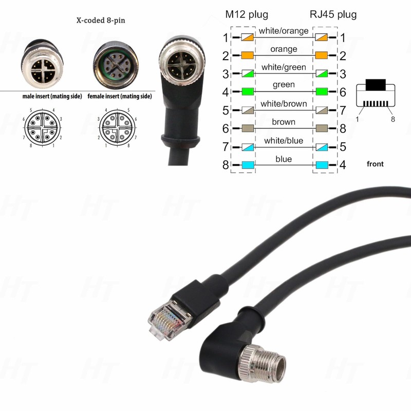 HangTon Gigabit Network Ethernet M12 8 Pin X-Code RJ45 CAT