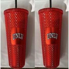 Starbucks 2X New Starbucks UNLV Rebels Red Studded Cold Cup Tumbler 24 oz. Limited Edition