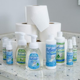 Refresh Liquid Wipe Free: Toilet Paper Foam Dispenser Refill for Sensitive Skin. Eco-Friendly Flushable Wet Wipe Alternative with Witch Hazel and Aloe. 16 oz Refill (1 Pack)