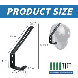 Helmet Mount Wall, 2 Pieces Helmet Holder Stainless Steel Bracket for Motorcycle Helmet, Helmet Mount Wall for Hanging Motorcycle Helmet, Jacket, Glove, Black