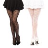 FveVqe 2Pcs White Lace Tights, Patterned Tights For Weddings &