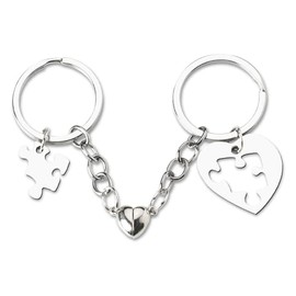 Matching Couple Christmas Gifts for Wife Anniversary Birthday Gifts from Husband Valentines Day Gifts for Boyfriend Girlfriend Puzzle Piece Keychain Magnetic Best Friend Keychains for 2 Girls