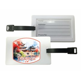 Shanghai China Watercolor Templates Design Souvenir Luggage Tag 4-Pack