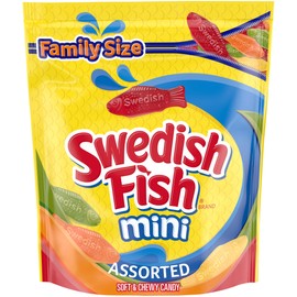 SWEDISH FISH Mini Assorted Soft & Chewy Candy, Family Size, Valentines Candy, 1.8 lb