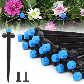 Irrigation Drip Heads,15 pcs Quick Connect Drip Emitters for 1/4" Drip Irrigation Tubing Adjustable 360 Degree Water Flow Drip Irrigation Heads Water Drippers for Plants Flower Garden