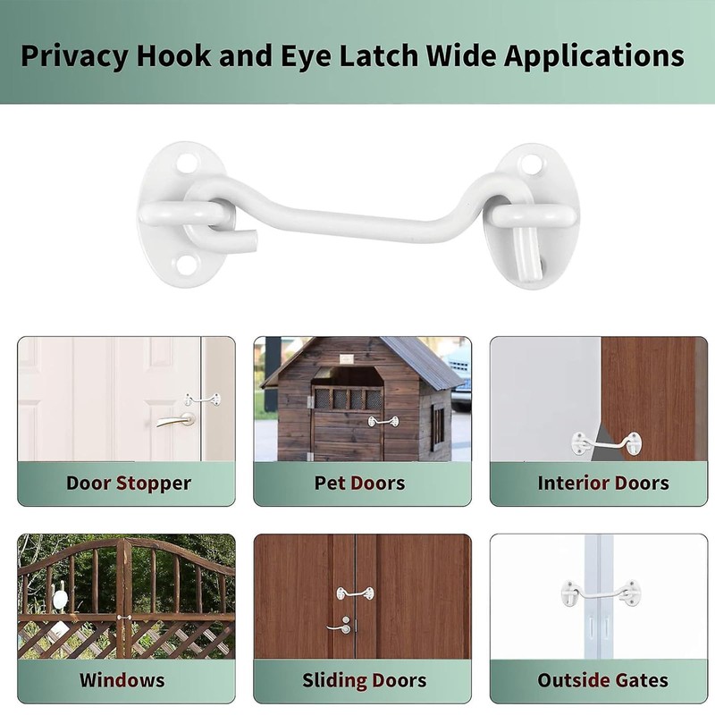 6-Inch Stainless Steel Cabin Hooks - White Gate Hook &