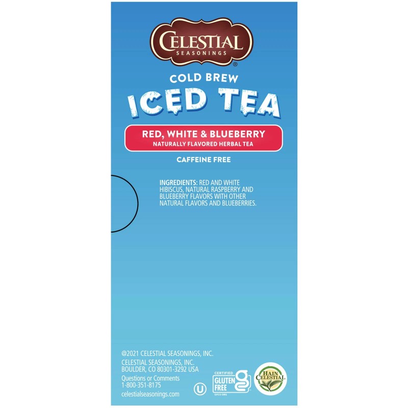 Celestial Seasonings Red White Blueberry Herbal Tea Cold Brew 18
