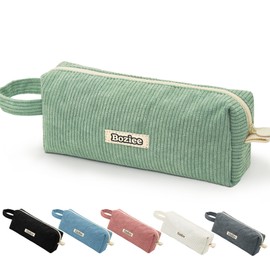 BOZIEE Corduroy Fabric Pencil Case Girls Teenager Pencil Case Pencil Case School Pencil Case for School Office, Green, Cordury