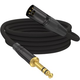 HOSONGIN XLR Male to 1/4 TRS Male Balanced Cable, 6.35mm to XLR Balanced Audio Cord for DJ Equipment, Live Sound, Studio Mixers,Guitar, Headset, 6 Feet