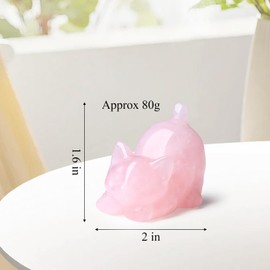 NUKAYAI Rose Quartz Cat Crystal Statue Carved Room Decor Figurines for Handcrafted Healing Stone Home Lazy Cute Sculpture Spiritual Natural Gemstones Gifts for Cat Lovers