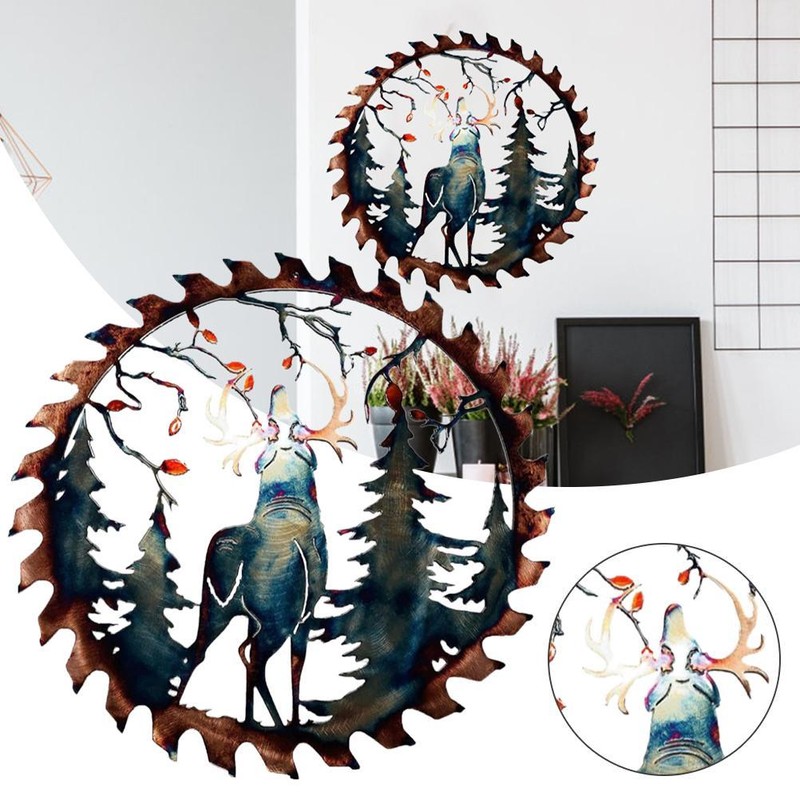Metal Wall Art Cut Decor Elk Saw Blade Wall Deer