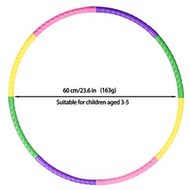 FENGCHUANG Children's Hula Hoop, Plastic Removable Hullahub Hoop with 7 Pieces, Adjustable Hula Hoop for Fitness, Gymnastics, Dance Games, Children and Adults