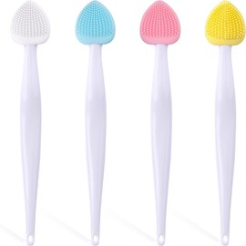 4 cepillos de silicona para exfoliación de labios, herramienta exfoliante de labios de corazón de silicona, herramienta exfoliante para limpieza de labios de doble cara, herramienta exfoliante para