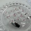 Pizadix 60PCS Silver-Pink Nail Charms Kit, 12 Styles 3D Alloy