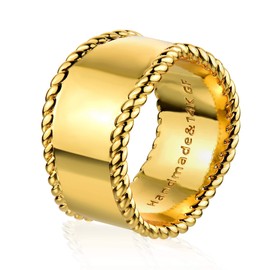 Valloey Rover Gold Rings for Women 14K Gold Filled Band Rings Statement Ring Chunky Jewelry Gift for Women Comfort Fit Size 8 (Rope 8)