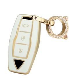 ontto TPU Car Key fob Cover Keyring Fit for Mitsubishi Outlander 2021 2022 2023 2024 Smart Key case Remote Key Holder Key Shell Bag Keychain Protection Auto Accessories 3 Buttons Beige