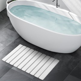 THMINS Diatomaceous Earth Bath Mat, Foldable Large Stone Bath Mat 24x16 inch, Super Absorbent, Quick-Drying, Non-Slip, Space-Saving, Easy to Clean for Bathroom/Kitchen