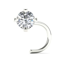 JewelMore 2mm (0.03 ct. tw) Diamond 14K White Gold Nose Ring Twist Screw (20G - 16G) (White Gold)