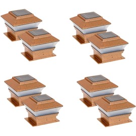 RELIGHTABLE 8 Pack Solar Powered Copper Outdoor Garden Deck Patio Fence Pathway Post Lights (PL244, Copper - 1 LED)