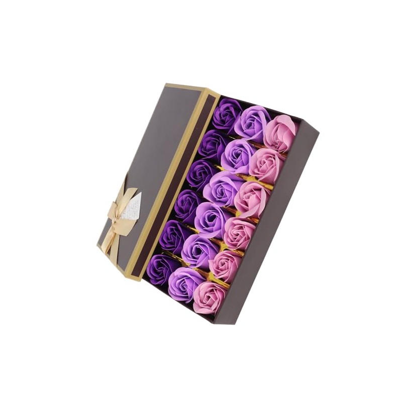 Jabón De Rosas Con Degradado Morado, Jabón Artesanal Caja De