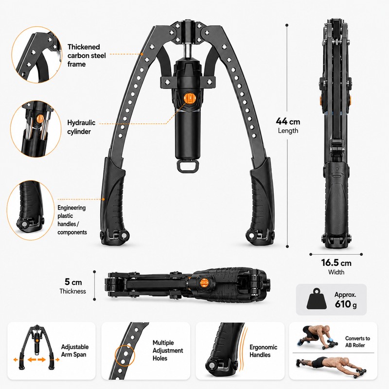 Hydraulic Twister Arm Trainer for Home Workouts – 3-in-1 Chest,