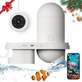 WiFi Automatic Fish Feeder for Aquarium with 2K HD Camera,Smart Auto Fishs Feeder,Fish Food Dispenser, App Control, Timer, USB Charge, Vacation Feeders with 230ml Large Capacity