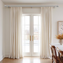 PORTRES Silvery Heavy Duty Curtain Rods for Windows 72 to 144 Inches Adjustable Length 1" Diameter Curtain Rod with Modern Decorative Finials for Outdoor Farmhouse Bedroom Kitchen Living Room