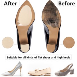24 Pcs Non-Slip Shoes Pads Adhesive Shoe Sole Protectors, High Heels Anti-Slip Shoe Grips, Noise Reduction for Men&Women's Boots, Flats Etc (Beige)
