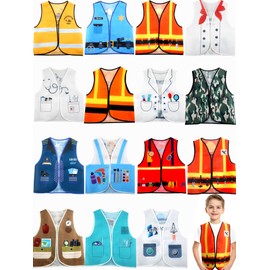 15 Pcs Kids Community Helper Dress Up Vest Career Cosplay Clothes Occupation Costumes for Kids Toddlers Pretend Play