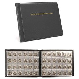 Plastific 240 Coin Album Penny Money Storage Book Case Folder Holder Collection Coin Collection Album Pockets Coin Storage Album Coin Holders for Coin Collectors (Black)