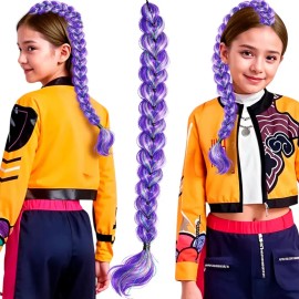 Peluca Trenza Extensión Cabello Lila K-pop Demon Rumi Fiesta Lila