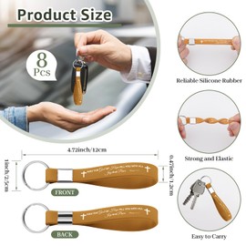 8 Pcs Christian Keychain Gifts Scripture Inspirational Religious Keychains Verses Religious Prayer Gifts for Women Men Students Coworkers Bible Verse Silicone Keyring Thanksgiving Graduation Gift