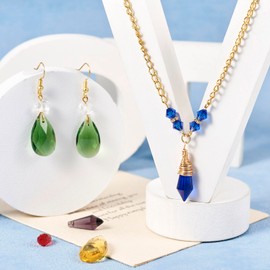 PandaHall 30pcs Teardrop Glass Beads Faceted Crystal Icicle U Drop Beads Waterdrop Dangle Charms Beads for Bracelets Necklaces Jewelry Making