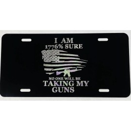 BLVD 1776 USA Gun Rights Patriotic Car Tag Engraved Etched Black License Plate GIFT