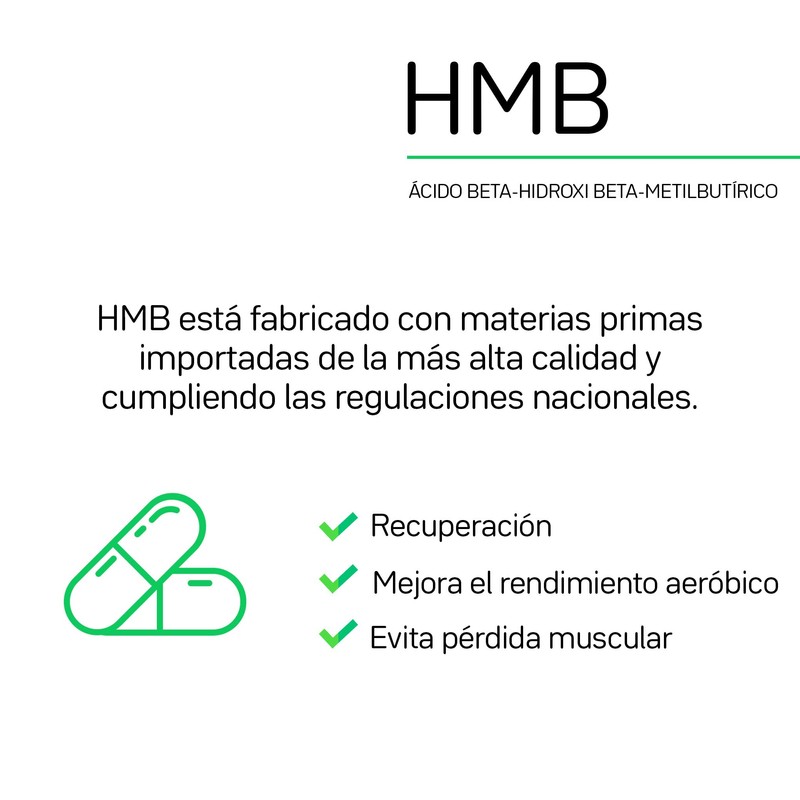 HMB Ácido Beta-Hidroxi Beta-Metilbutírico 120 cápsulas de 500 mg c/u