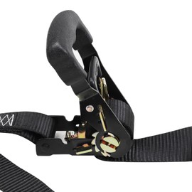 Seamander Motorcycle Tie Down Straps Cam Buckle Tiedown with Spring Loaded Keeper Clip,3330Lb Break Strength (Black(2-Pack))