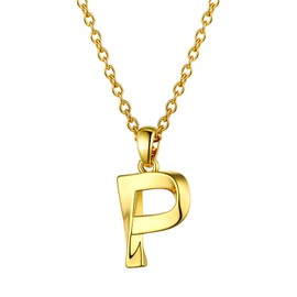 Bestyle Letter Pendant Gold Necklace Women's Stainless Steel 18 Carat Gold-Plated 45-50 cm Chains with Jewellery Box, Stainless Steel, No Gemstone