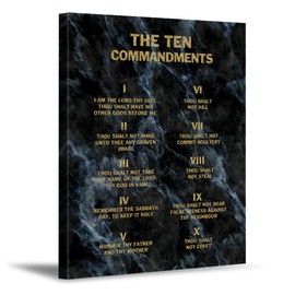 CP CANVASPATH The Ten Commandments(Black Texture) Giclee Canvas Prints Wall Art for Home Decor,20X16 inches