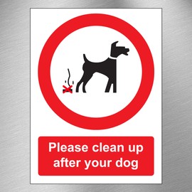 Pack of 5-200mm x 150mm Please clean up after your dog signs stickers