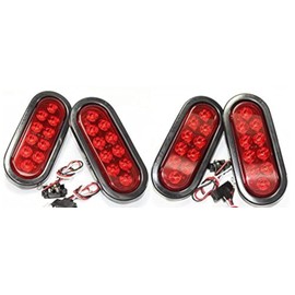 AutoSmart SET of 4 Kl-35100rk Red Oval Sealed LED Turn Signal and Parking Light Kit with Light, Grommet and Plug for Truck,Trailer (Turn, Stop, and Tail Light)
