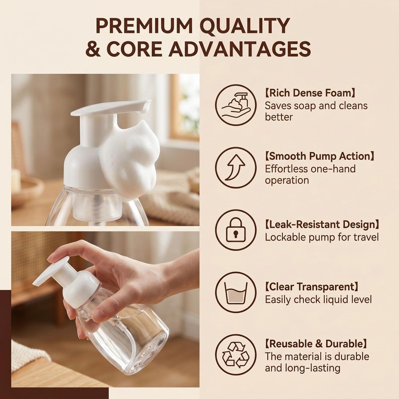 2 dispenser di sapone ovali vuoti da 250 ml, in