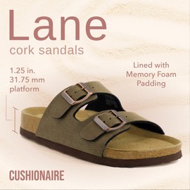 Cushionaire Women's Lane Cork Footbed Sandal With +Comfort, Brown Rugged 8.5