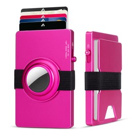 T-MFY Aluminum Card Holder with Snap-on AirTag Band&Expansion Board for Men - Slim Minimast RFID Blocking Magnetic Card Holder for 13 Credit cards