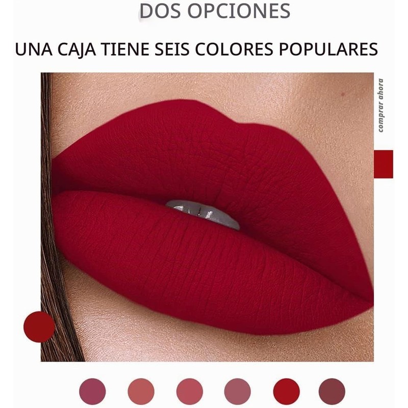 6 Colores Labiales Líquidos Mate Larga Duración Pintalabios