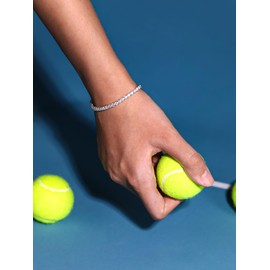 Womens Sparkle Moissanite 3mm Tennis Chain Bracelet Bangle 925 Sterling Silver 5.9inch
