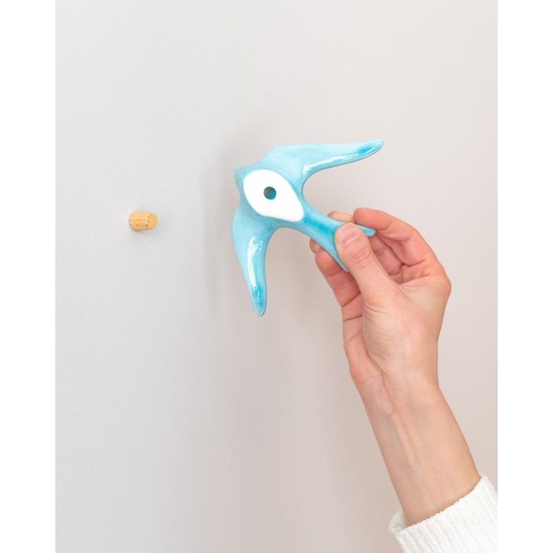 Set of 3 Ceramic Birds Swallows for Wall and Home