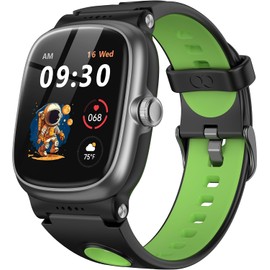 Smart Watch for Boys Girls with Sleep | Health | Activity Tracker, Games, Alarm, IP68 Waterproof Kids Fitness Watch with Pedometer, Family Account, Toys Gifts for Kids Aged 4-16 (Green/Jet Black)